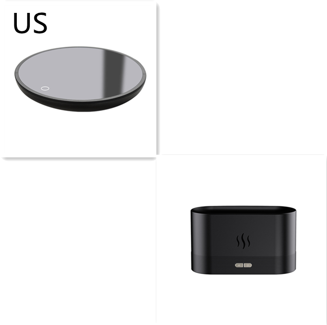 Flame mist diffuser in Obsidian Black, shown with top plate and front controls