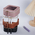 Pink clear travel cosmetic pouch with zip top and clear window