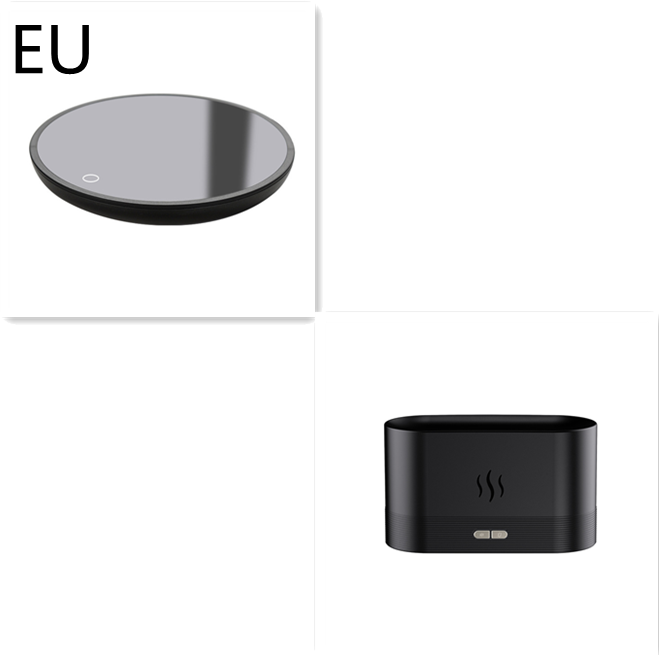 Flame mist diffuser in Obsidian Black, top plate view with front control buttons