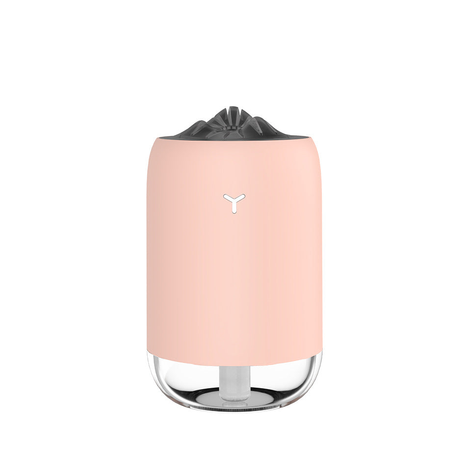 Pink USB aroma diffuser with black top insert and transparent lower base