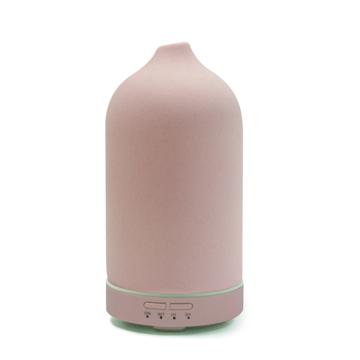 Pink ceramic aroma diffuser with rounded top and base control buttons