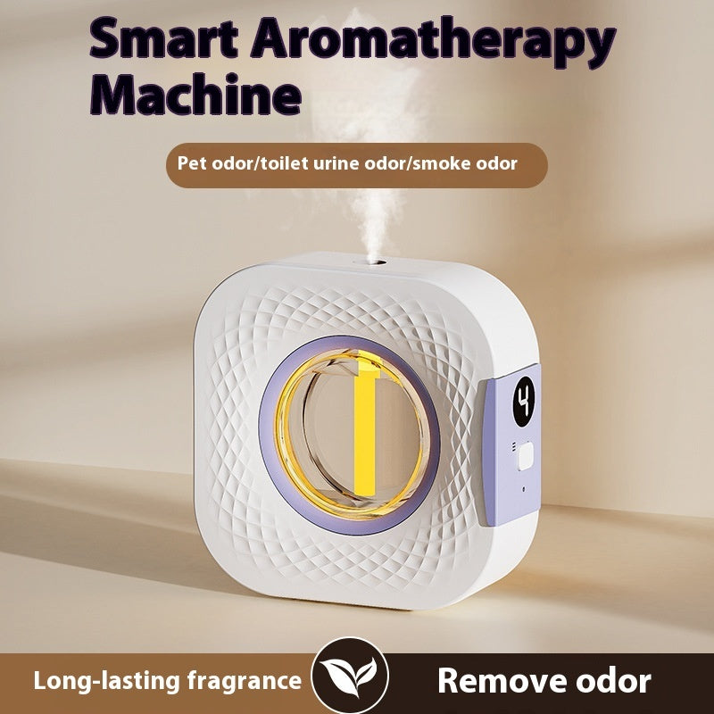 White aerosol diffuser with amber circular light and top mist outlet