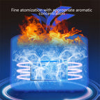 Ivory white elk diffuser with mist atomization display; glowing internal ring and blue light