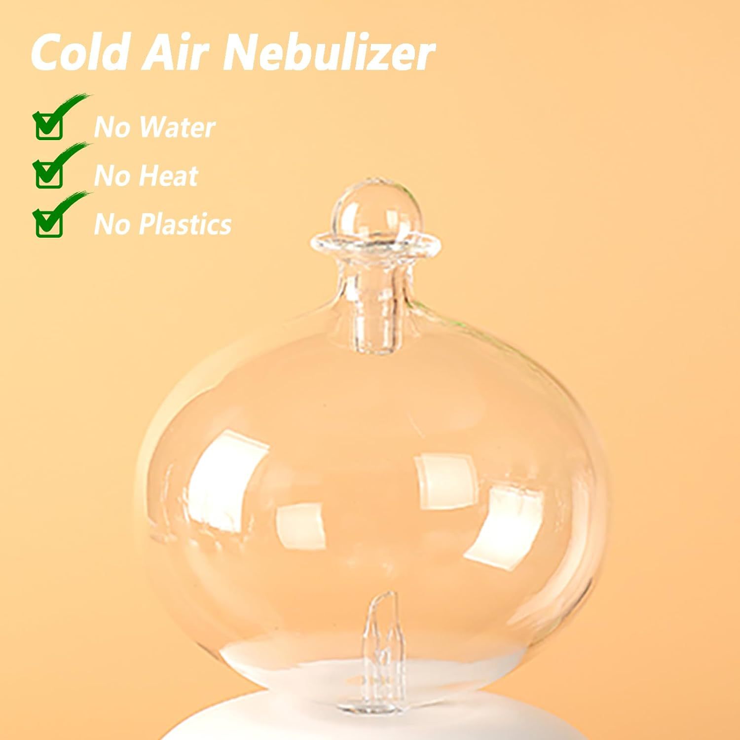Aroma diffuser with clear glass dome and white base