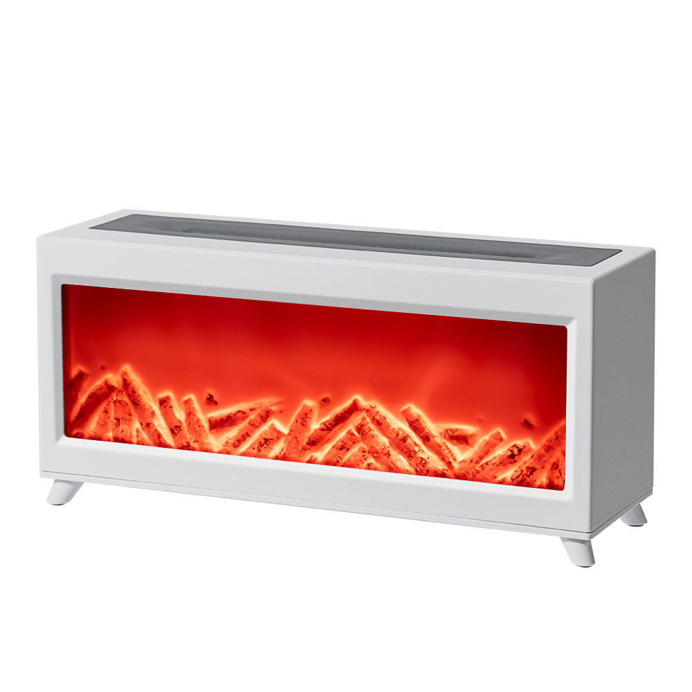 White fireplace aroma diffuser with glowing simulated flames