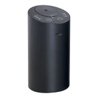 Black cylindrical portable USB diffuser with control buttons on top and USB port.