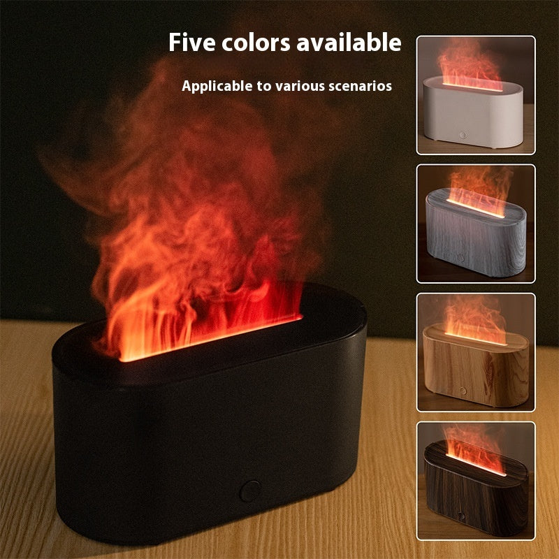 Black Flame Humidifier with simulated flame vent and circular control button