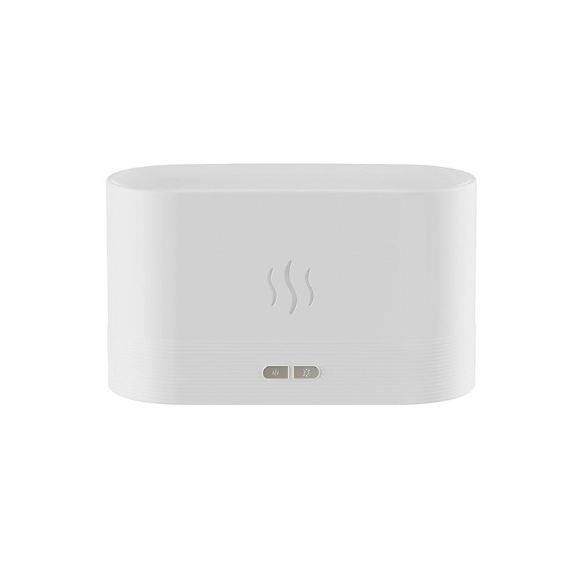 White flame mist diffuser with flame icon and control buttons