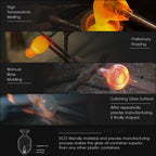 Glass aroma diffuser container during manufacturing, shaped from molten glass