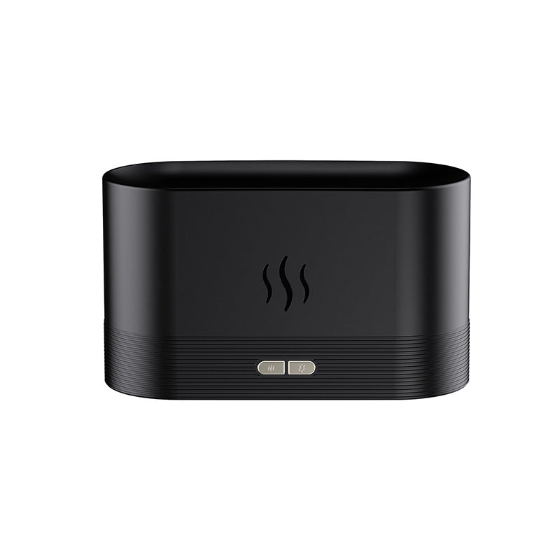 Black flame mist diffuser with three heat icons, side buttons