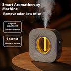 White smart aerosol diffuser with amber circular light and side control panel