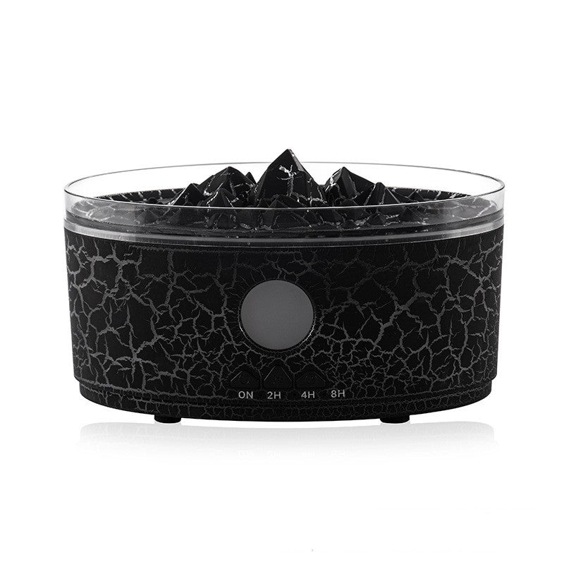 Black crackle volcano aroma diffuser with rock insert and round control window
