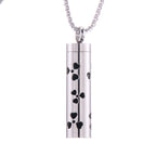 Aroma pendant cylinder with black paw-print charms motif and silver-tone chain