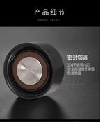 Black smart thermos lid opening with stainless steel inner liner, 500ml capacity.
