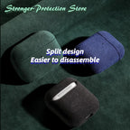 Italian suede AirPods case, Emerald Sage and Sapphire Blue split design, side-by-side