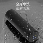 Smart thermos 500ml in black with water droplets and touch temperature display