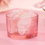 Pink glass oil diffuser cup with clear crystal stones