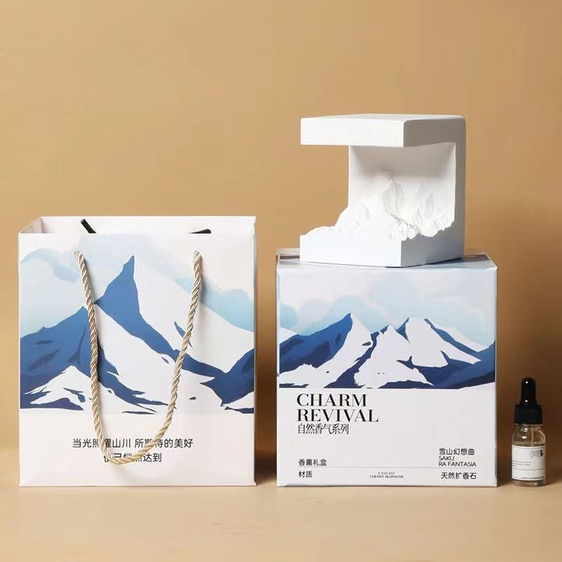 Aromatherapy essential oil gift set with blue mountain boxes and dropper bottle