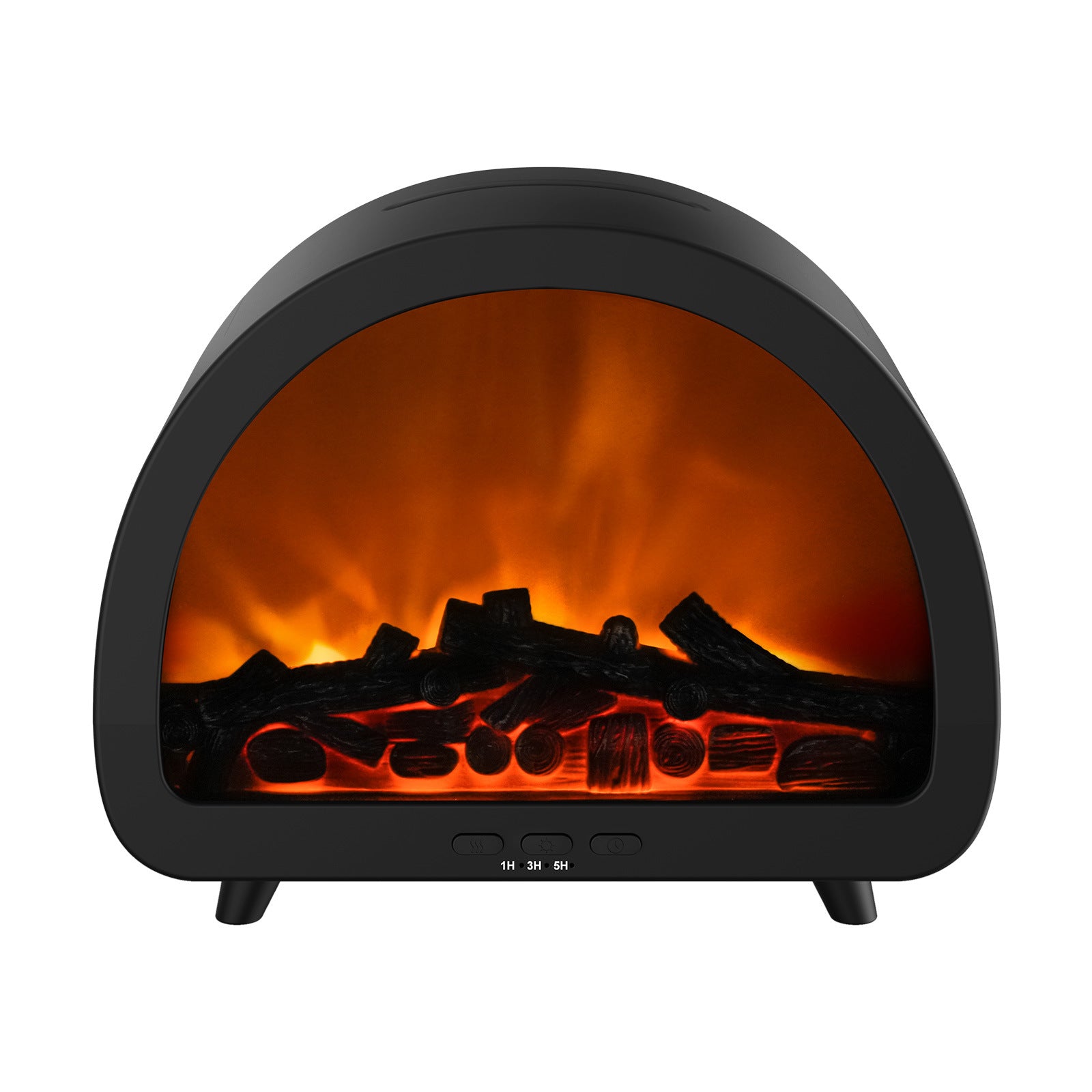 Black remote aroma diffuser with arched front and glowing ember effect