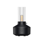 Black retro aroma diffuser with clear glass cylinder and control button