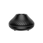 Black flame-style aroma diffuser with ribbed top and round base feet