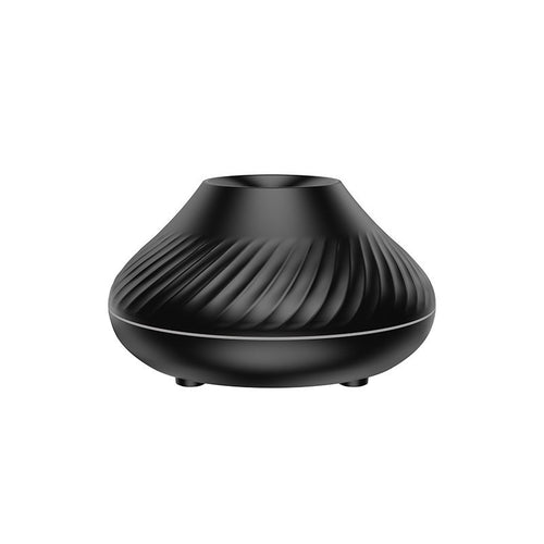 Black flame-style aroma diffuser with ribbed top and round base feet