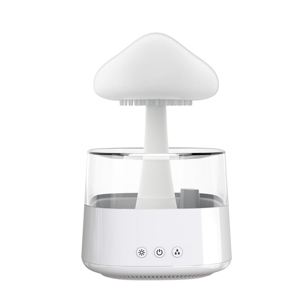 White cloud-top aroma diffuser with mist nozzle and front control icons