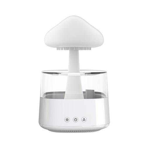 White cloud-top aroma diffuser with mist nozzle and front control icons