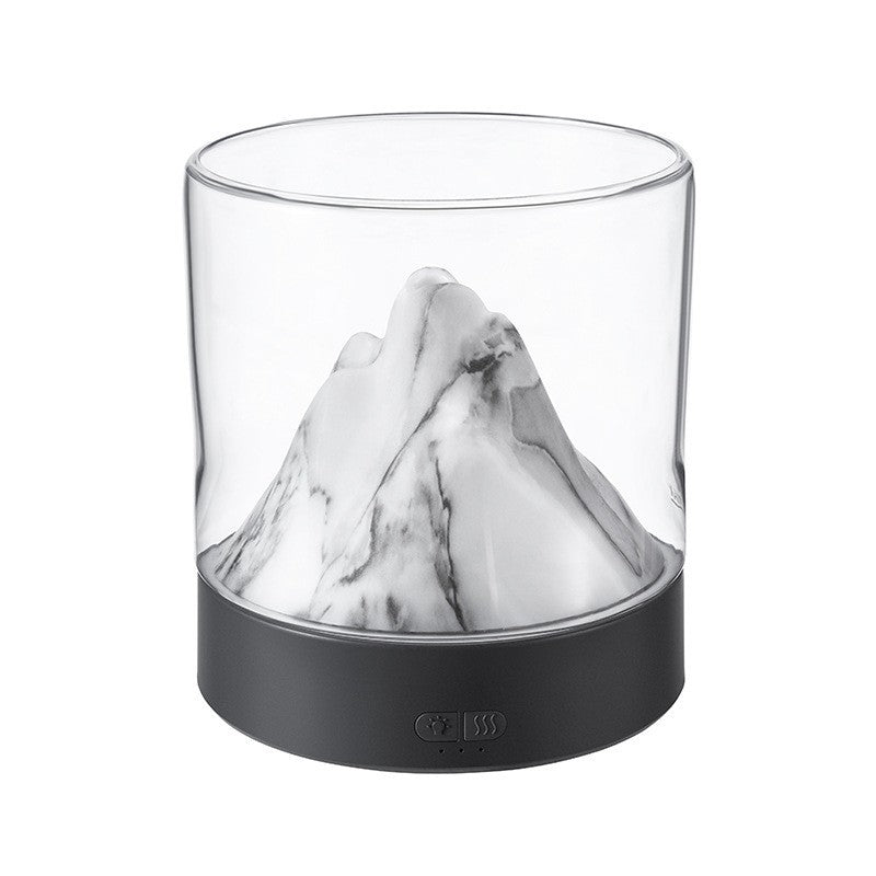 Mountain View aroma diffuser with black base and clear dome, gray mountain insert inside.