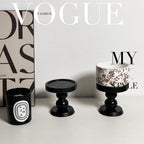 Black scent tray pedestal with red floral ceramic insert