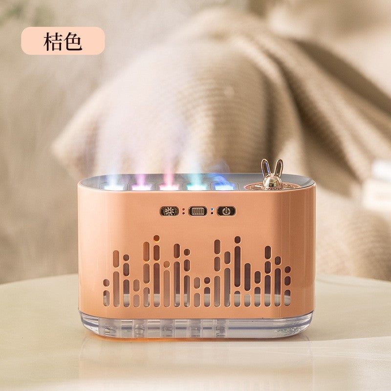 Coral aroma diffuser with color-changing LED flame ring and bunny topper, vented front