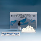 Natural stone crystal diffuser box with two dropper bottles and mountain stone