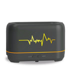Black aroma diffuser with mist controls and waveform light display