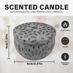 Smokeless scented candle tin, 6cm diameter; 15–20 hours burn time