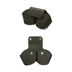 Dark green PU ear-cover case with top flap and two side guards, snap details