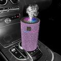 Pink glitter car aroma diffuser with purple top light fan and vapor