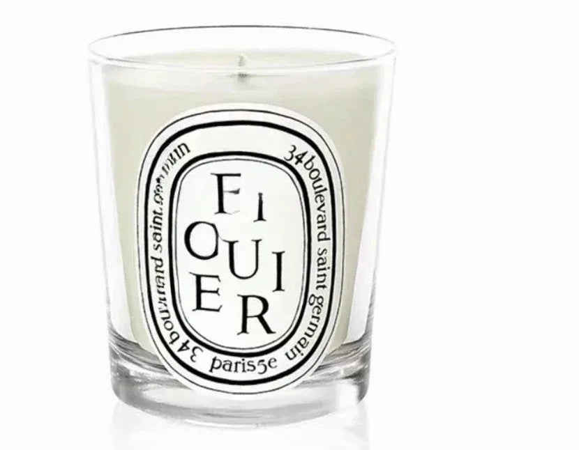 190g scented botanical candle in glass jar with FIGUIER label and pale wax