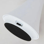 Pearl white cordless mushroom lamp base showing Type‑C charging port and anti-slip textured pad.