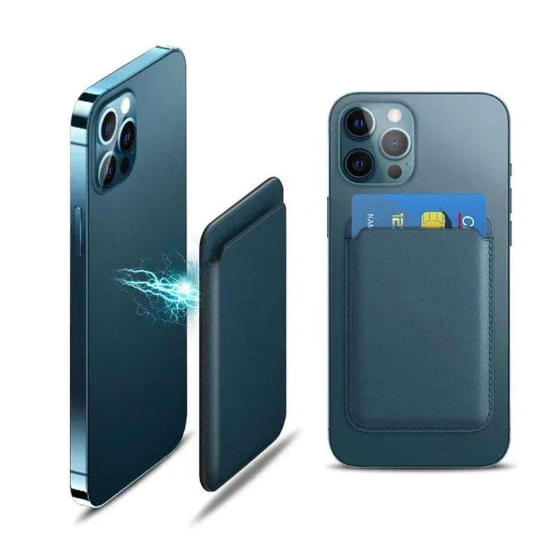 Magnetic wallet, teal case with card compartment and side magnetic alignment
