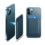 Magnetic wallet, teal case with card compartment and side magnetic alignment
