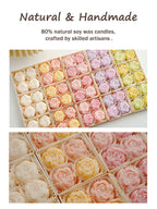 Natural handmade rose candle set with multiple color boxes of rose-shaped candles