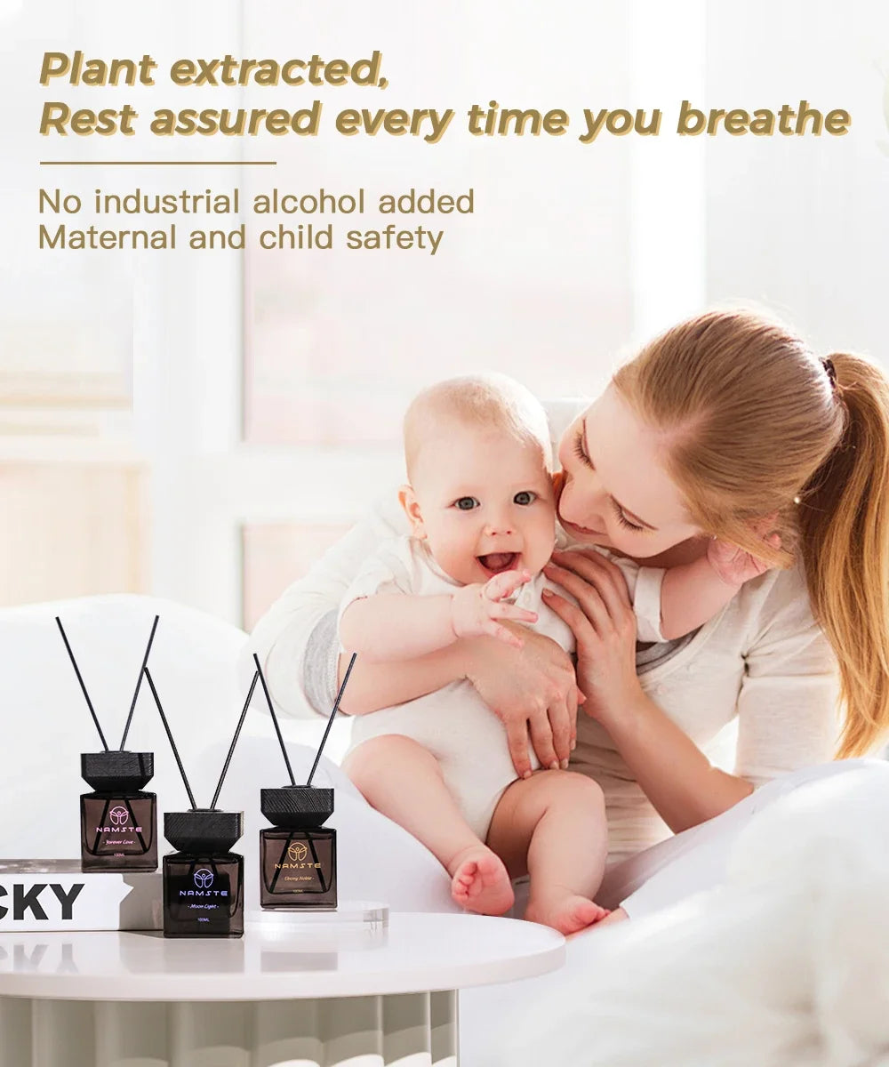 Naqsh reed diffuser set with dark bottles and black reed sticks