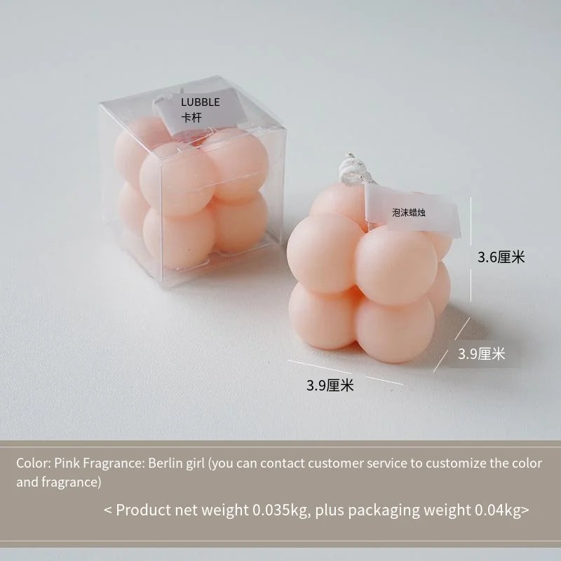 Color Pop sculptural scented candle, pink bubble-cluster shape, 3.9cm