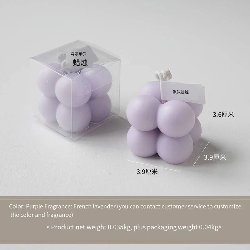 Color Pop sculptural scented candle, purple bubble-cluster shape, 3.9cm