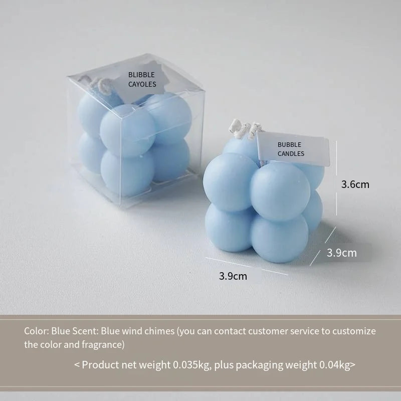 Color Pop sculptural scented candle, blue bubble-cluster shape, 3.9cm
