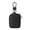 Leather AirPods travel case, black single with keyring loop and small zipper pull