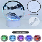 Cordless reading lamp with touch switch; glowing blue sand in round LED ring