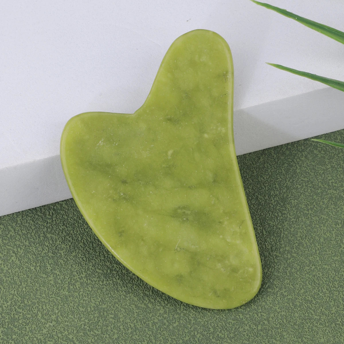 Nephrite Green Jade face & body roller, heart-shaped stone