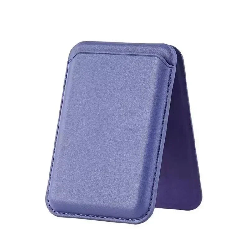 Bastion magnetic stand wallet, light blue textured leather with corner stitching