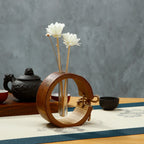 Bamboo Glass reed diffuser bottle with bamboo ring and twine tie, clear glass cylinder